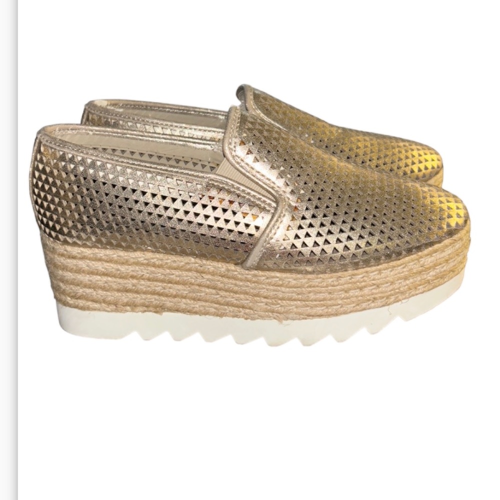 Steven Madden Gold Slip on Espadrilles